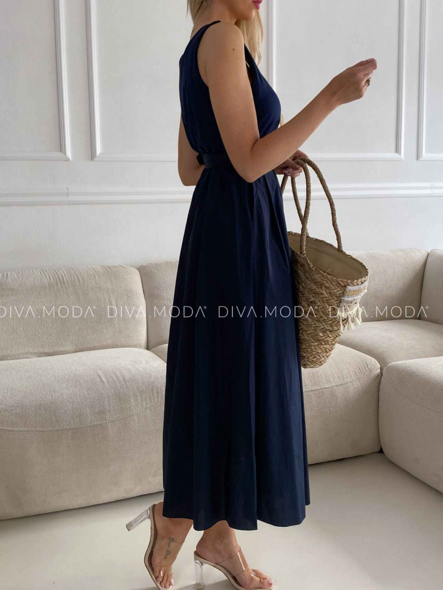 Midi šaty so zlatou sponou navy blue M 501