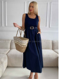 Midi šaty so zlatou sponou navy blue M 501