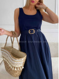 Midi šaty so zlatou sponou navy blue M 501