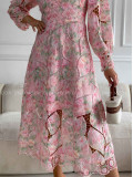 Háčkované maxi šaty Poline nature rosé M 507