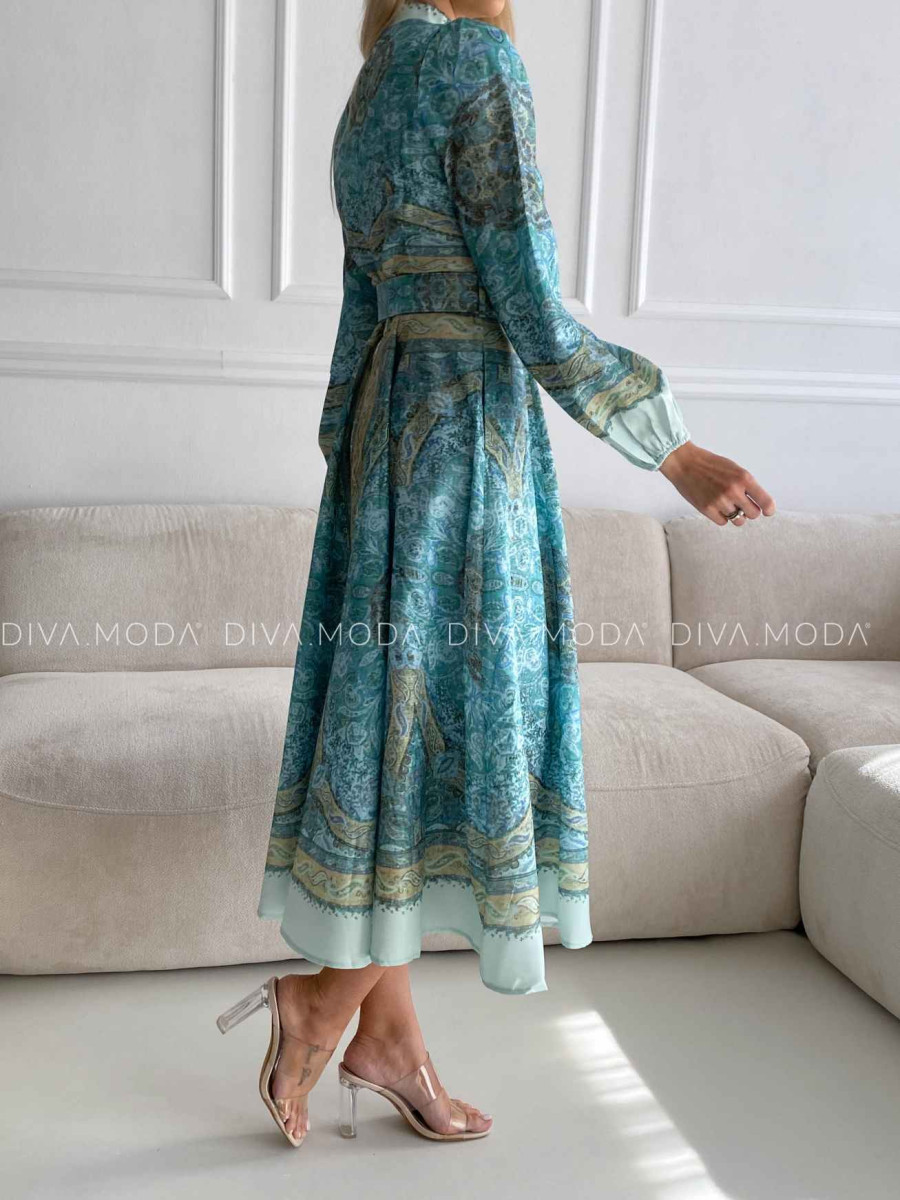 Midi šaty s balónovými rukávmi Marocco mint M 226