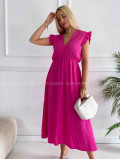 Midi mušelínové šaty s volánikmi na ramenách Zoe fuchsia K 337 