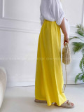 Mušelínové bavlnené nohavice wide leg žlté K 336