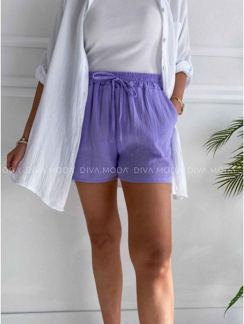 Mušelínové bavlnené kraťasy fialkové K 321