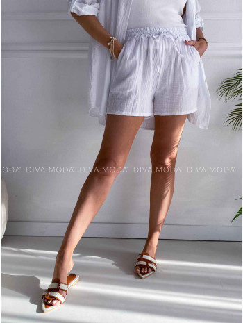 Mušelínové bavlnené kraťasy biele K 321
