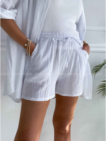 Mušelínové bavlnené kraťasy biele K 321