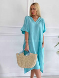 Oversize midi mušlínové šaty s kapucňou mint K 331