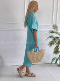 Oversize midi mušlínové šaty s kapucňou mint K 331