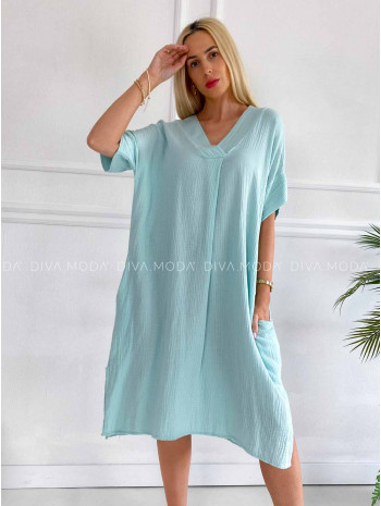 Oversize midi mušelínové šaty Pola mint K 316
