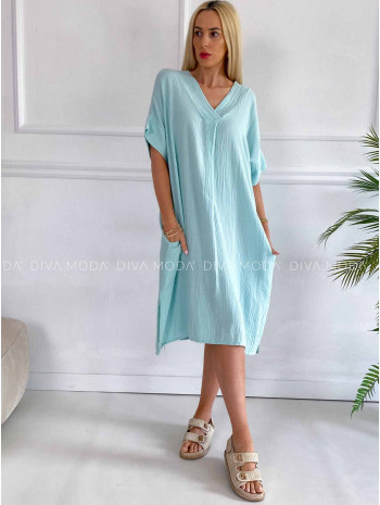 Oversize midi mušelínové šaty Pola mint K 316