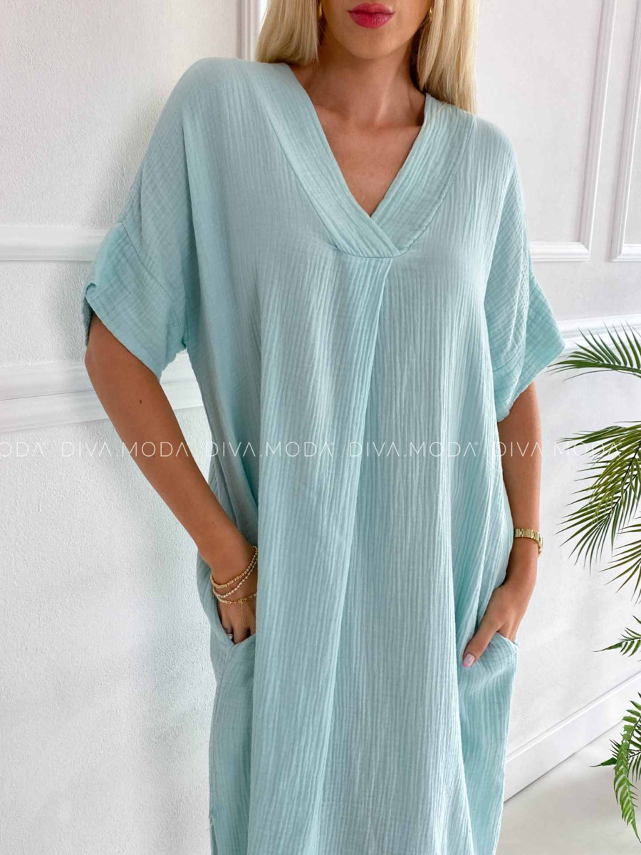 Oversize midi mušlínové šaty Pola mint K 316