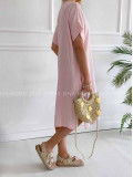 Oversize midi mušlínové šaty Pola baby pink K 316