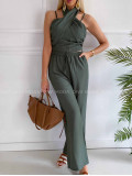 Komplet krížený top + nohavice khaki K 356