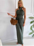 Komplet krížený top + nohavice khaki K 356