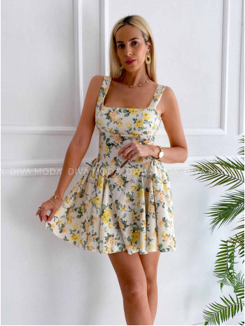 Krátke šaty s mašľou kvetinkové Lily K 354