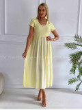 Ľahké maxi šaty s tričkovým vrchom butter yellow K 322