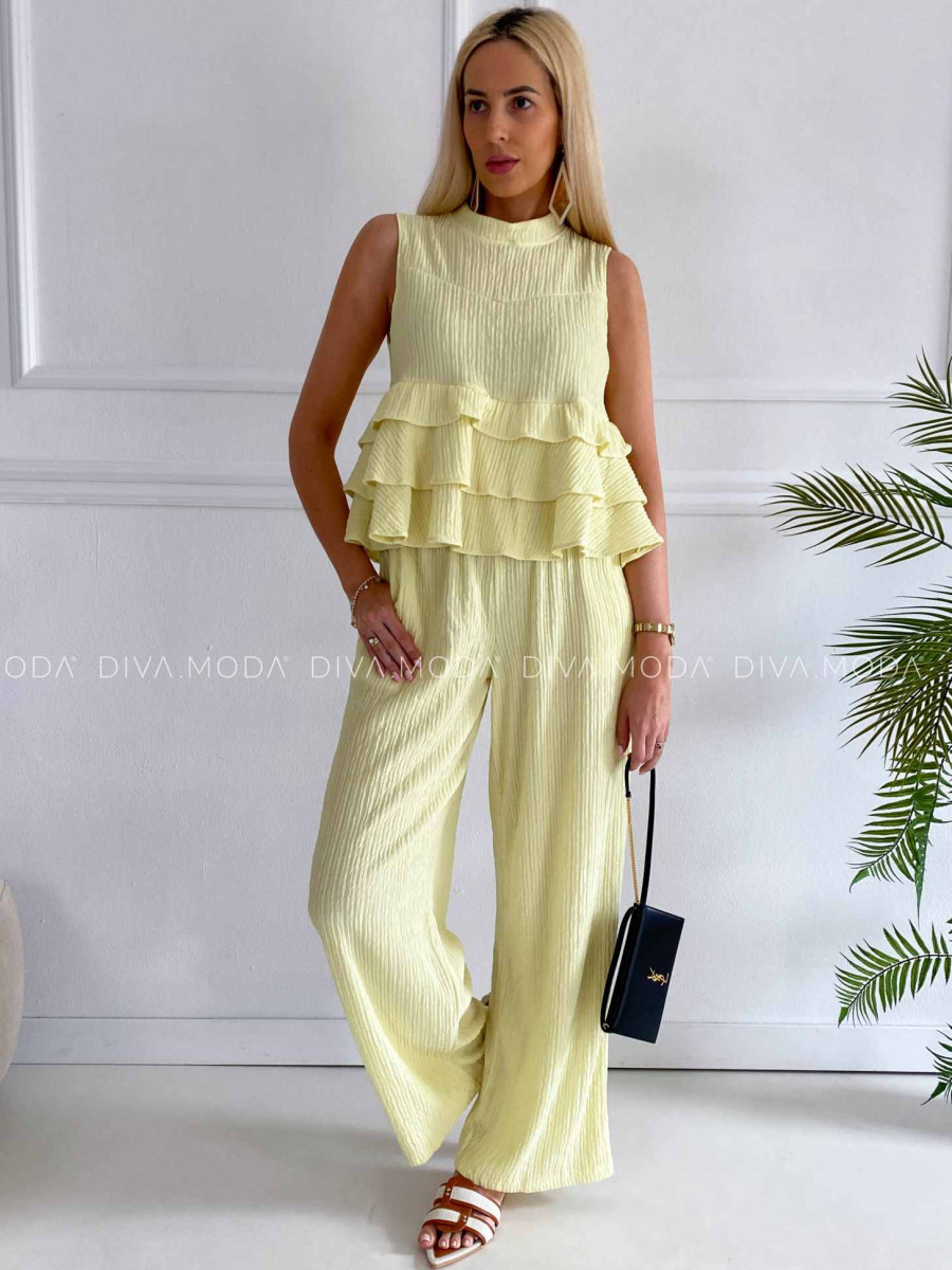Krepový komplet s volánikmi butter yellow K 301