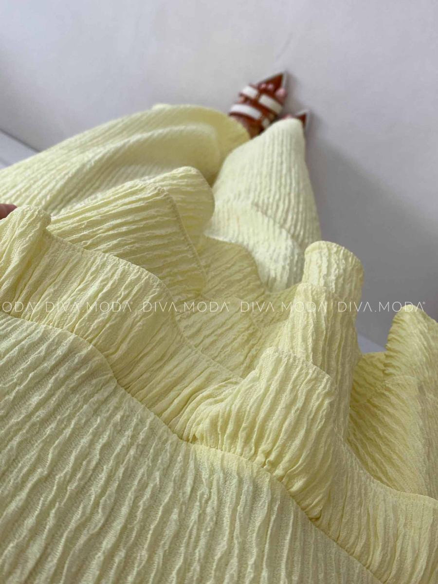Krepový komplet s volánikmi butter yellow K 301