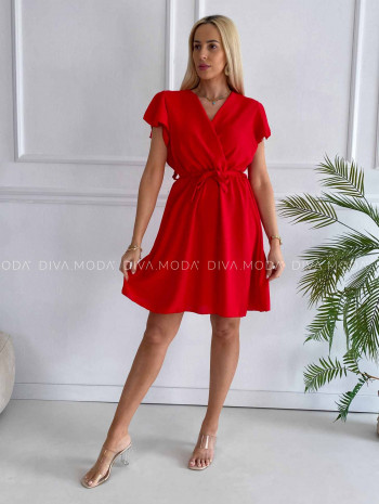 Krátke šaty s volánikmi Iwet červené K 324