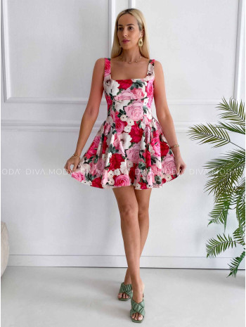 Krátke šaty s mašľou kvetované K 352