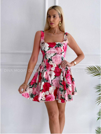 Krátke šaty s mašľou kvetované K 352