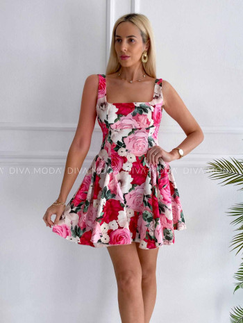 Krátke šaty s mašľou kvetované K 352