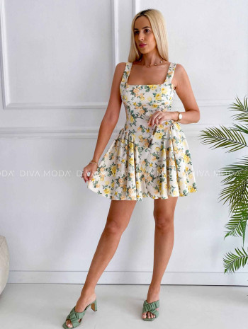 Krátke šaty s mašľou kvetinkové Lily K 354