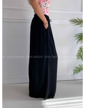 Široké padavé nohavice z viskózy čierne K 342