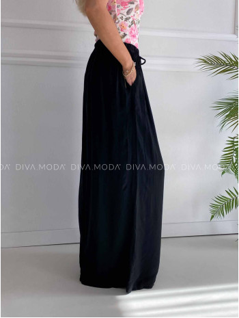 Široké padavé nohavice z viskózy čierne K 342