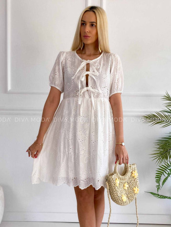 Krátke madeira šaty so šnúrovaním K 356