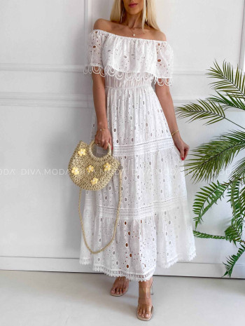 Dietované maxi šaty hispánky s volánom M 120