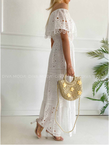 Dietované maxi šaty hispánky s volánom M 120