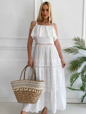 Dietované maxi šaty na šnúrkové ramienka M 114