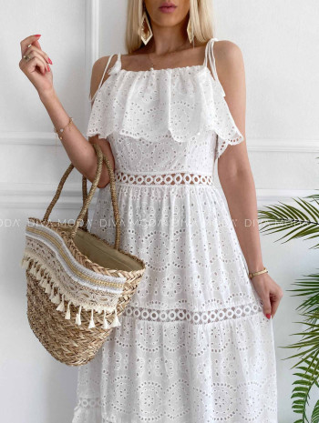 Dietované maxi šaty na šnúrkové ramienka M 114