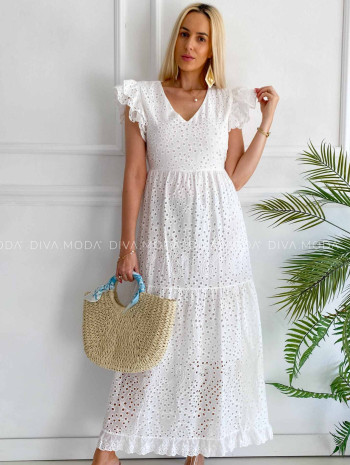 Dietované maxi šaty s výstrihom na chrbte M 119