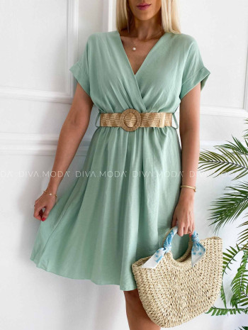 Ľahké šaty s opaskom charlott pistacio P 110