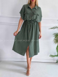 Midi mušelínové košeľové šaty Gabbi khaki K 339
