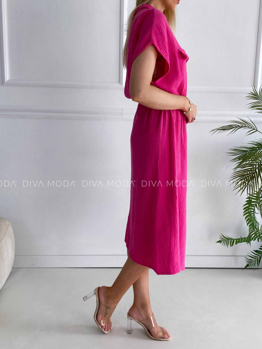 Midi mušelínové košeľové šaty Gabbi fuchsia K 339