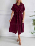 Midi mušelínové košeľové šaty Gabbi burgundy K 339
