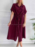 Midi mušelínové košeľové šaty Gabbi burgundy K 339