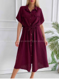 Midi mušelínové košeľové šaty Gabbi burgundy K 339