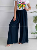 Mušelínové bavlnené nohavice wide leg čierne K 336