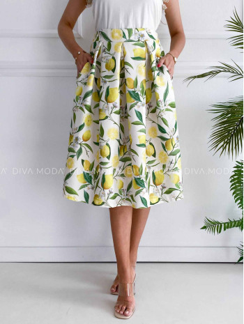 Tulipánová midi sukňa citróny K 361