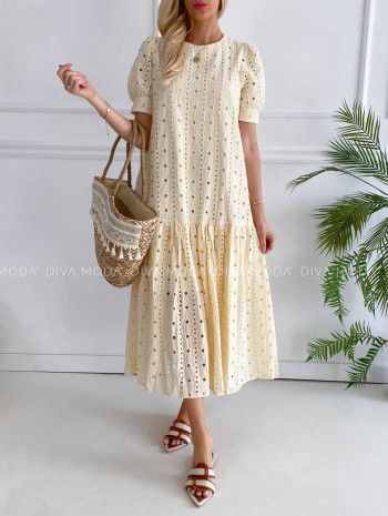 Dietované maxi šaty wera vanilkové K 366