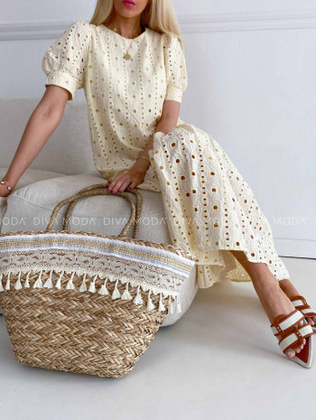 Dietované maxi šaty wera vanilkové K 366