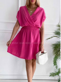 Bavlnené mušelínové šaty krátke Vivien fuchsia K 372