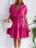 Bavlnené mušelínové šaty krátke Vivien fuchsia K 372