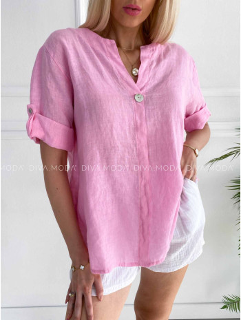 Ležérna ľanová košeľa ružová K 363
