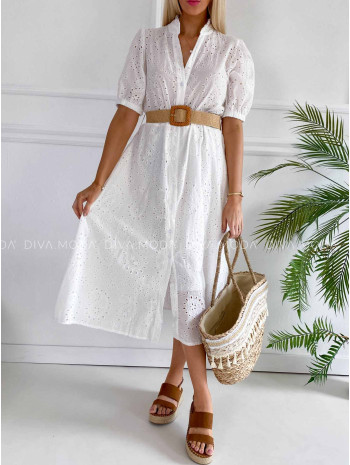 Midi madeira košeľové šaty s opaskom Suzi K 378