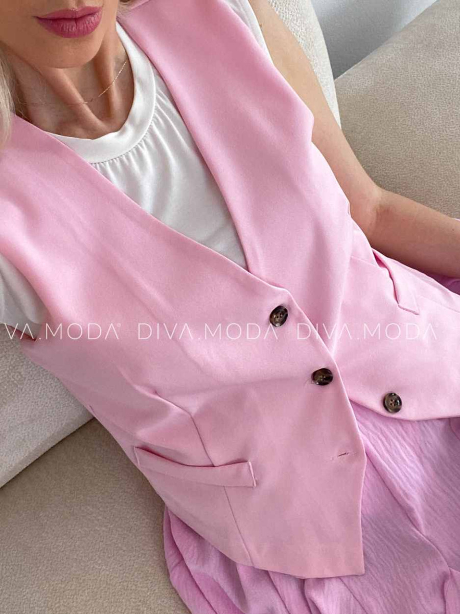 Vesta na gombíky ružová M 195